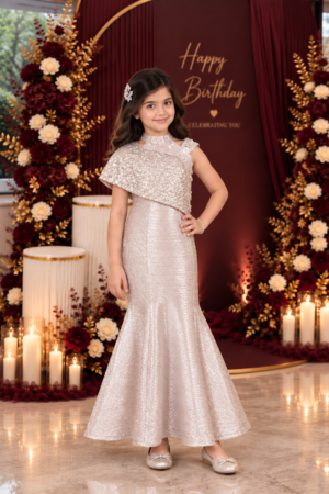 3131EM Premium Imported Shimmer Girls Mermaid Middy Dress 3131EM-38-PNK