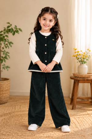 6084PL Girls’ Premium Imported Fabric Cord Set 6084PL-255-D GRN
