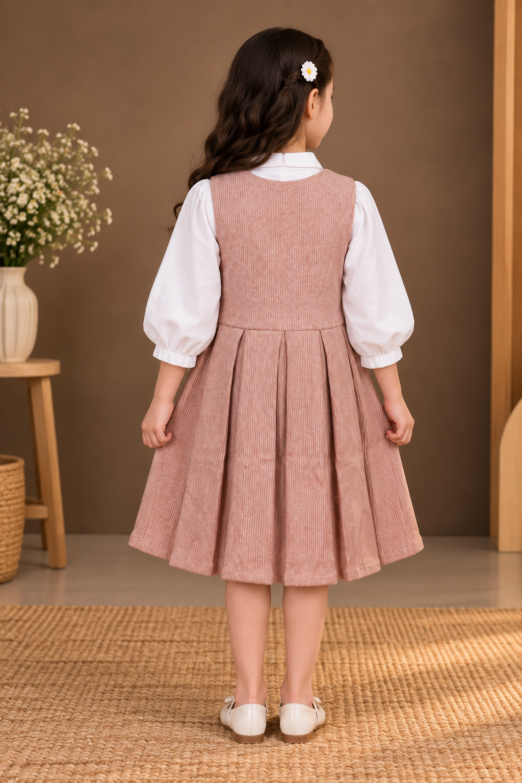 6090PL Girls’ Premium Imported Fabric Middy Dress 6090PL-255-PCH - Image 2
