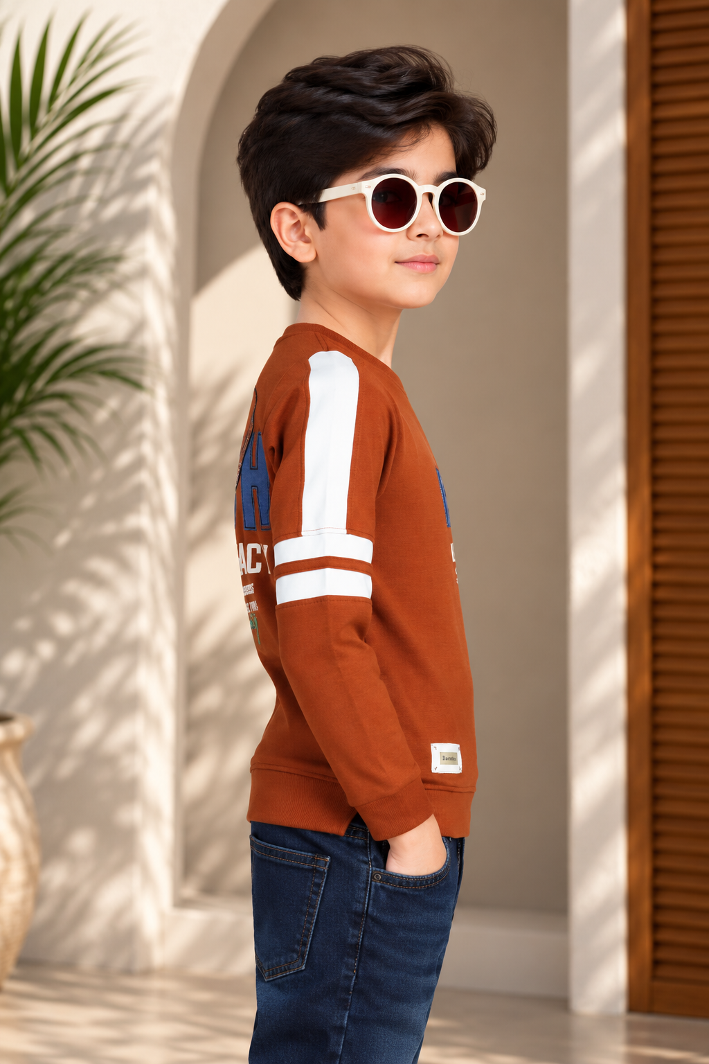 9850LT Boys Premium Hosiery Cotton Rust Graphic Full-Sleeve T-Shirt 9850LT-62-RST - Image 3