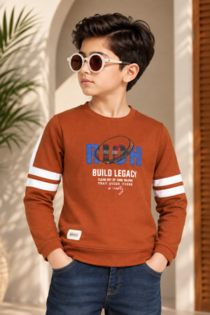 9850LT Boys Premium Hosiery Cotton Rust Graphic Full-Sleeve T-Shirt 9850LT-62-RST