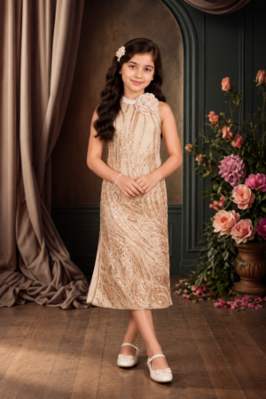 36040EM Girls’ Imported Fabric Stylish Middy Dress 36040EM-450-FWN