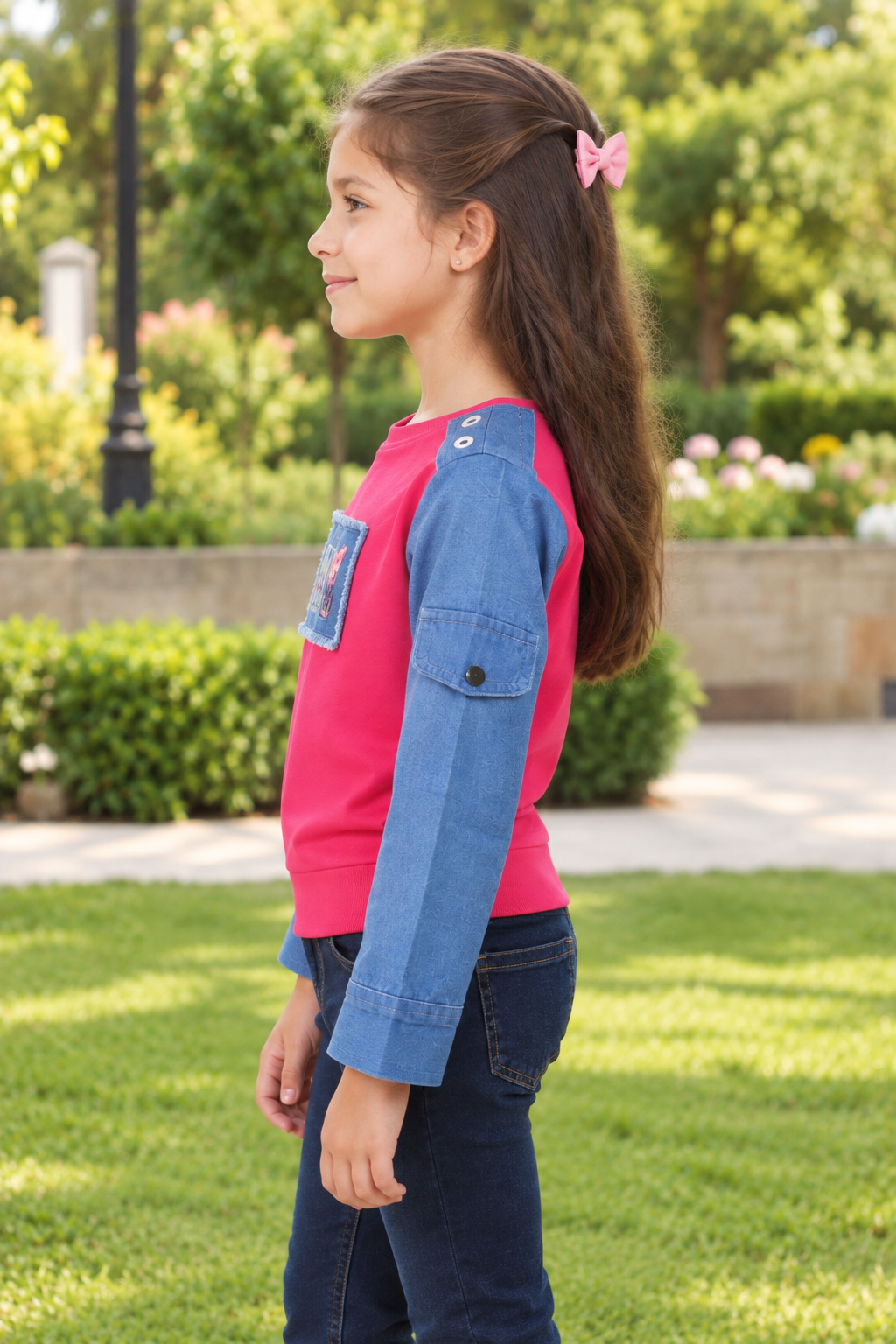 4550EM Girls’ Full-Sleeve Printed Top – Imported Fabric 4550EM-414-RANI - Image 4