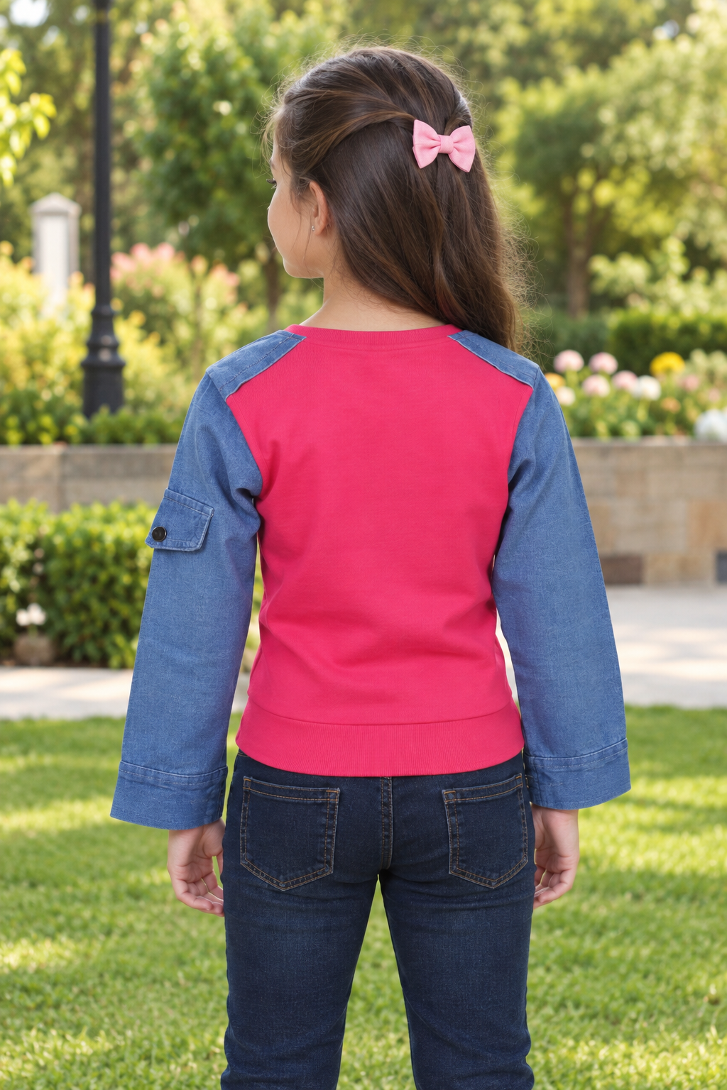 4550EM Girls’ Full-Sleeve Printed Top – Imported Fabric 4550EM-414-RANI - Image 2