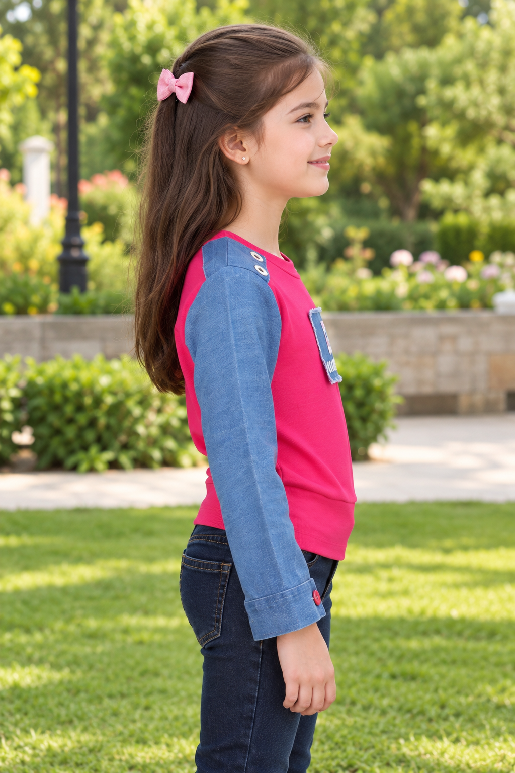 4550EM Girls’ Full-Sleeve Printed Top – Imported Fabric 4550EM-414-RANI - Image 3