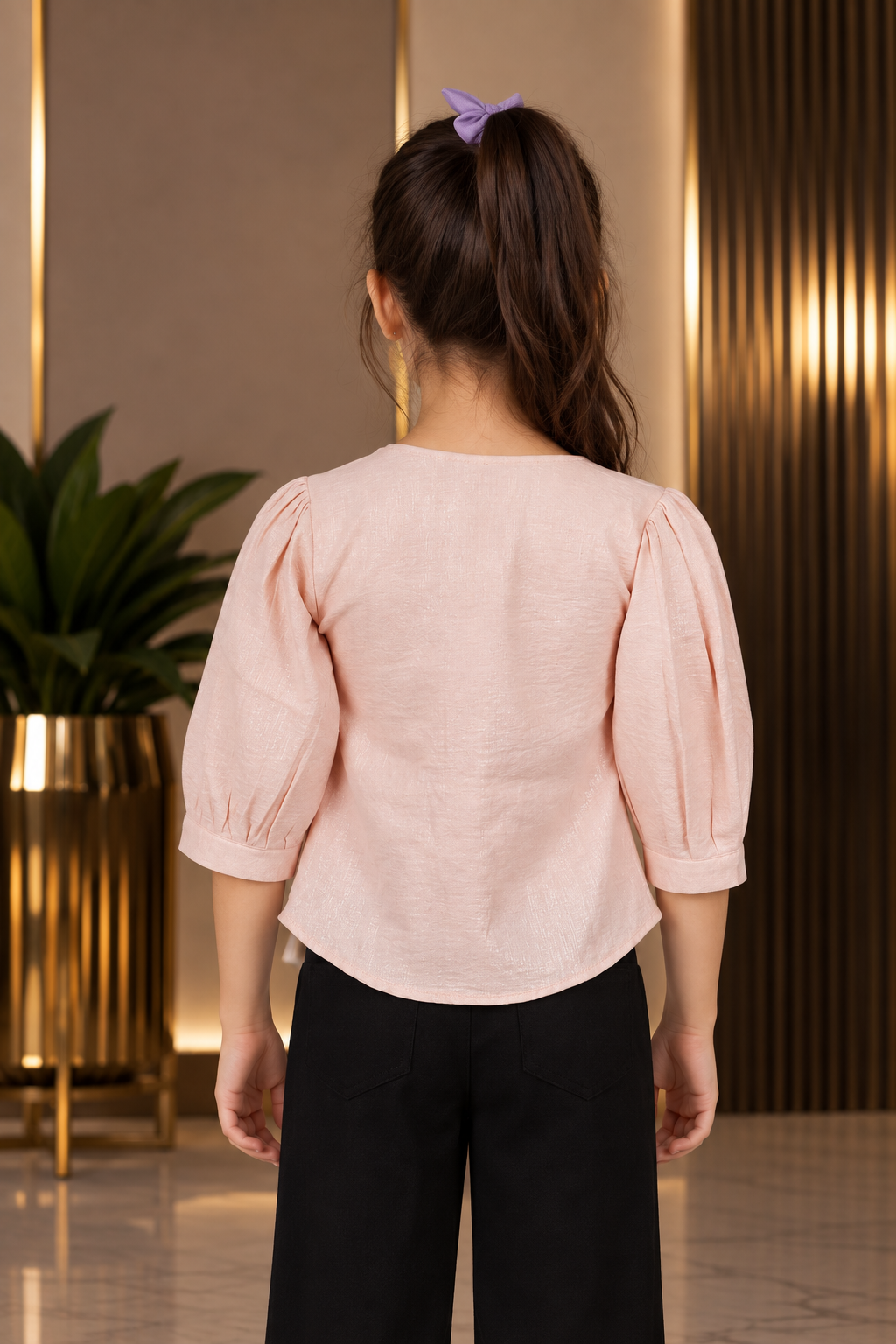 SG70FL Girls’ Imported Embroidered Button-Front Top – Stylish Party & Casual Wear SG70FL-447-PCH - Image 3