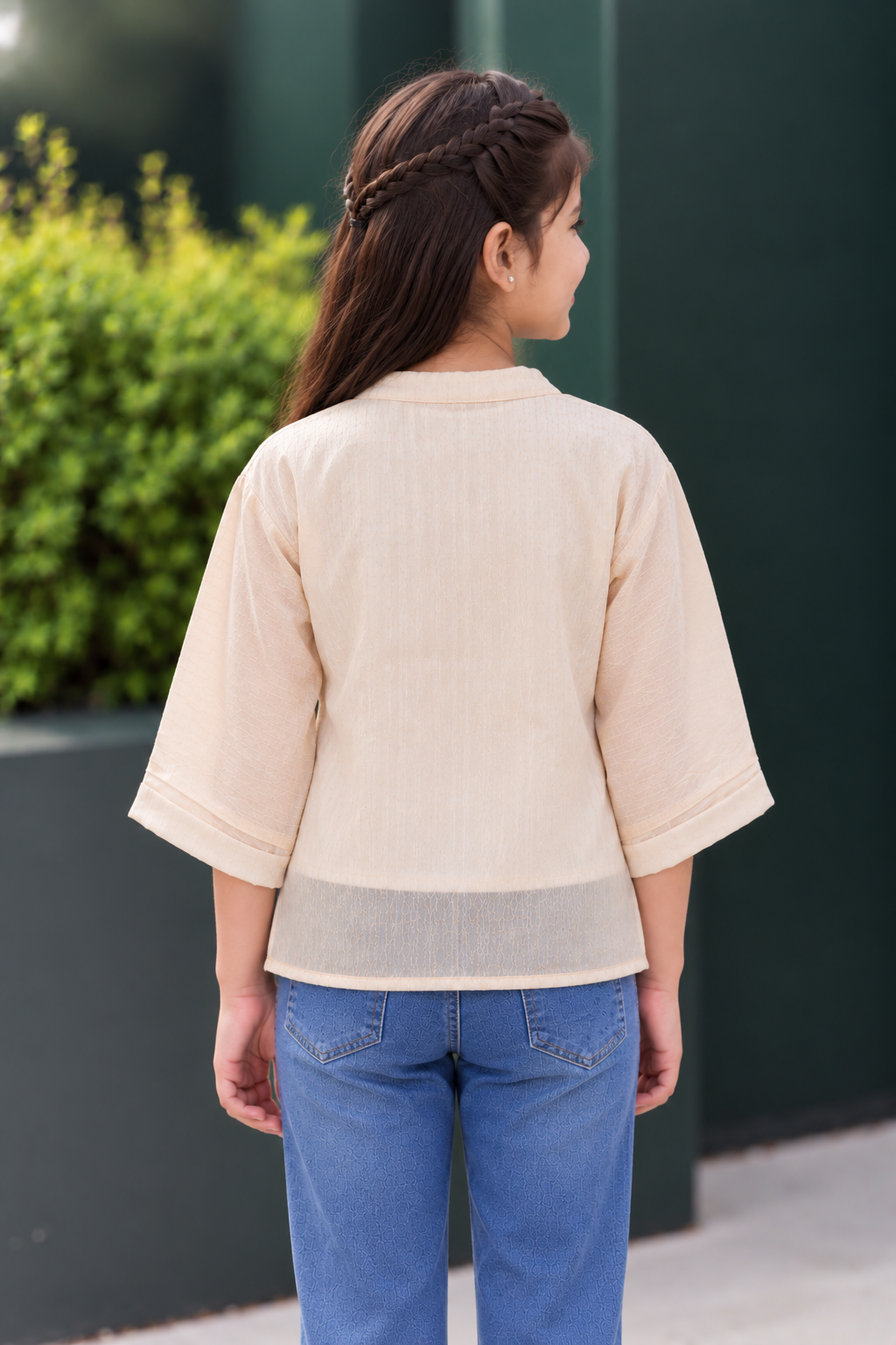 SG75PL Girls’ Imported Embroidered Button-Front Top – Stylish Floral Casual Wear SG75PL-447-FWN - Image 3