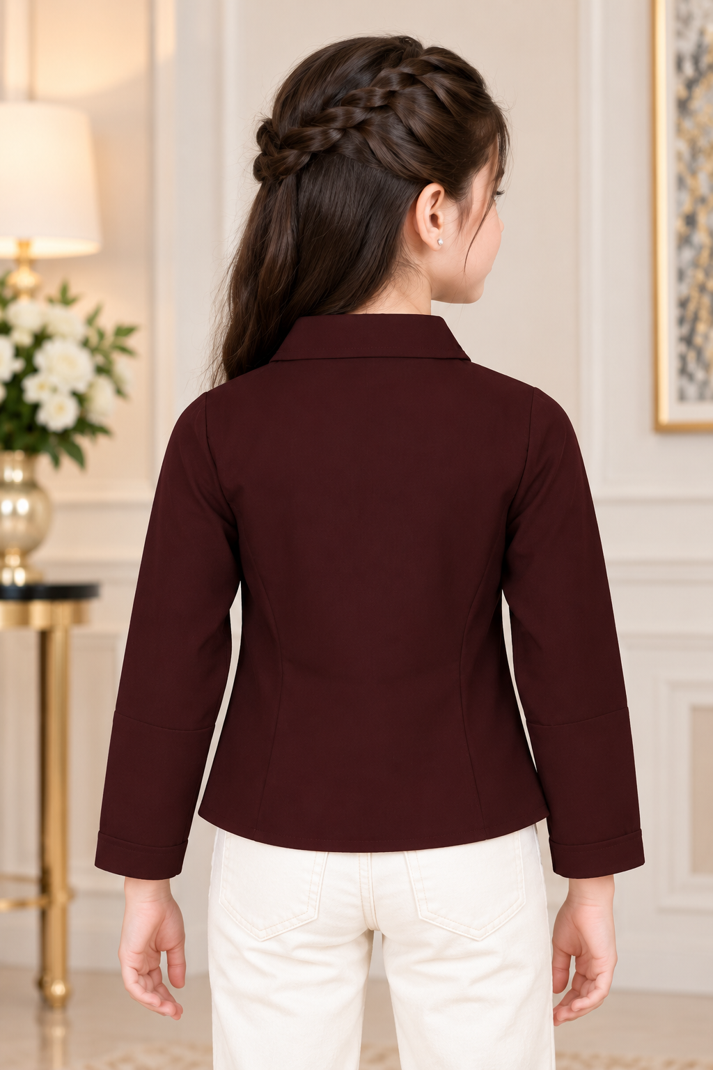 T1000PL Girls’ Stylish Imported Fabric Double-Breasted Formal Jacket Top T1000PL-218-CFE - Image 4