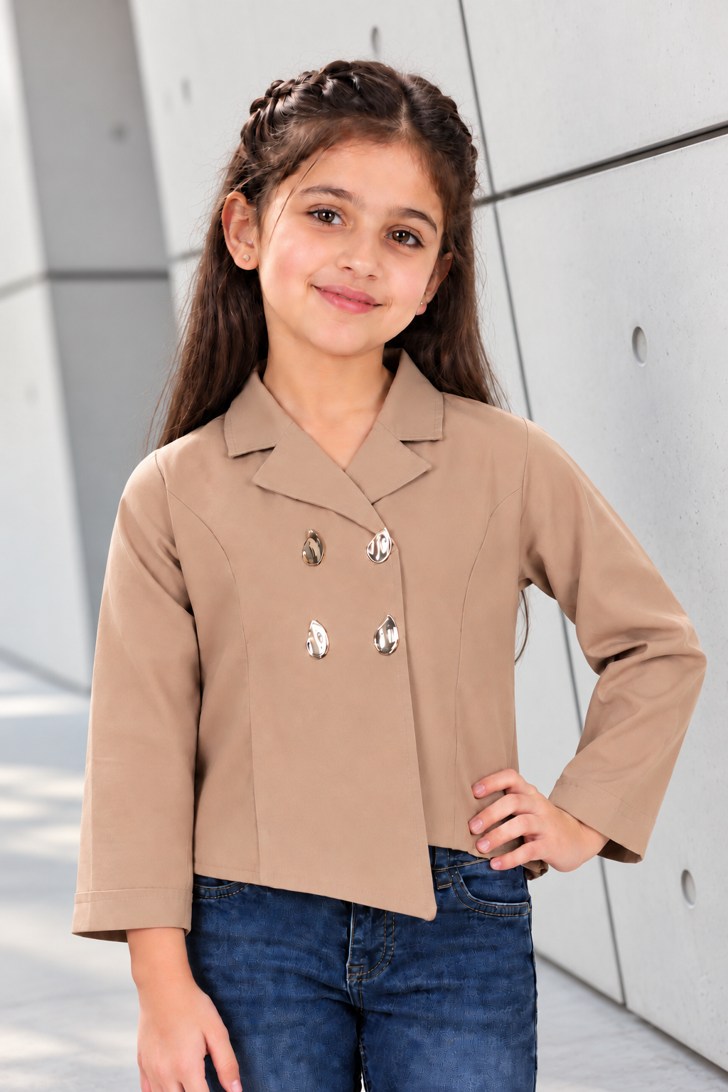 T1000PL GIRLS’ STYLISH DOUBLE-BREASTED BLAZER JACKET T1000PL-218-FWN