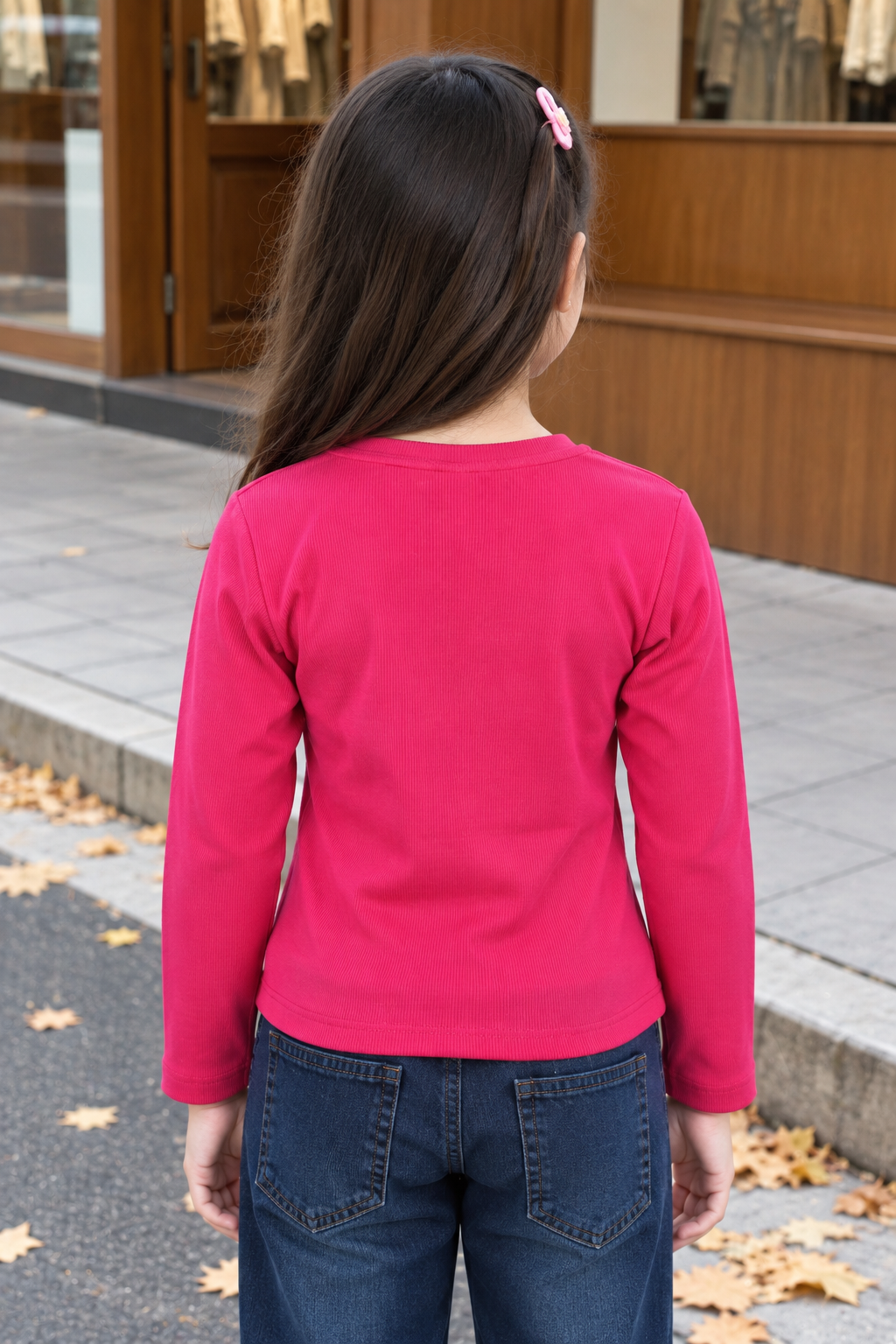 4554EM GIRLS’ STYLISH DENIM-LOOK FULL-SLEEVE TOP 4554EM-414-RNI - Image 4