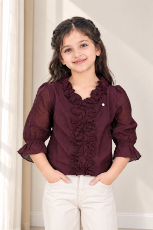 05/577PL GIRLS’ ELEGANT RUFFLE DESIGN FULL-SLEEVE TOP 05/577PL-29-WNE