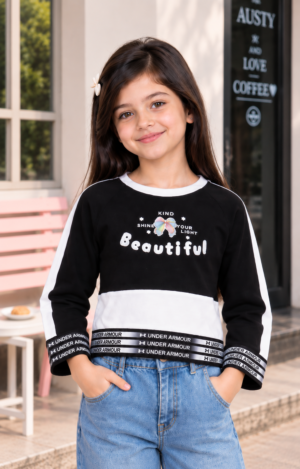 T1095LT GIRLS’ STYLISH BEAUTIFUL PRINTED FULL-SLEEVE TOP T1095LT-218-BLK
