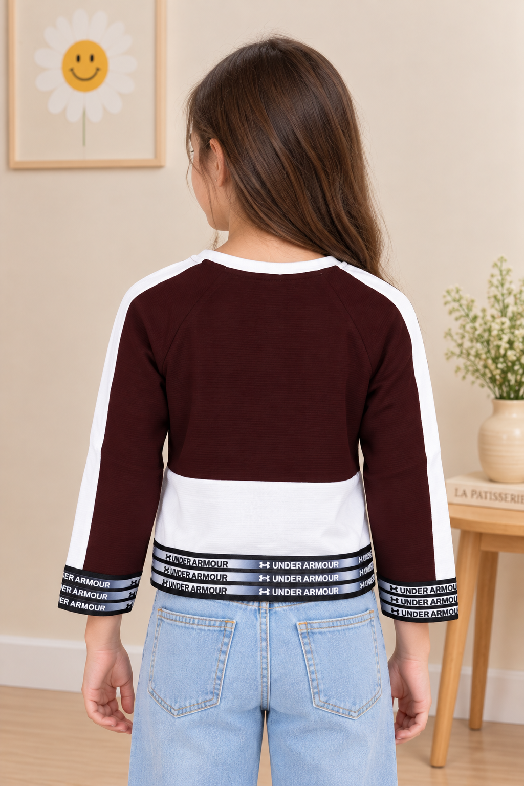 T1095LT GIRLS’ STYLISH “BEAUTIFUL” PRINTED FULL-SLEEVE TOP T1095LT-218-BWN - Image 2