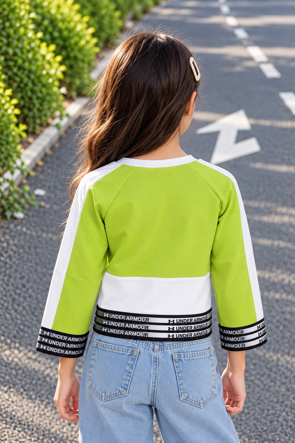 T1095LT GIRLS’ STYLISH “BEAUTIFUL” PRINTED FULL-SLEEVE TOP T1095LT-218-L GRN - Image 4