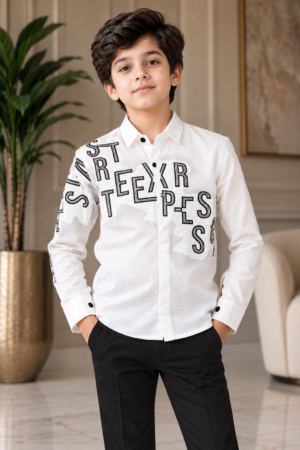 2145LT Boys’ Stylish Printed Full-Sleeve Shirt – Imported Fabric 2145LT-193-WHT