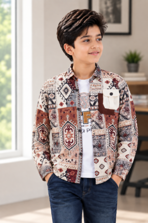 2236PR Boys’ Printed Full-Sleeve Shirt with Geometric Design – Imported Fabric 2236PR-193-RST