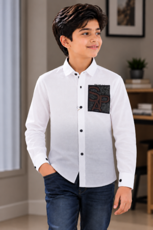 2231LT Boys’ White Printed Full-Sleeve Shirt – Imported Fabric 2231LT-193-WHT