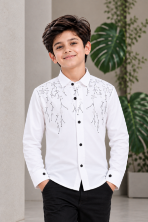 2238EM Boys’ White Floral Printed Full-Sleeve Shirt – Imported Fabric 2238EM-193-WHT