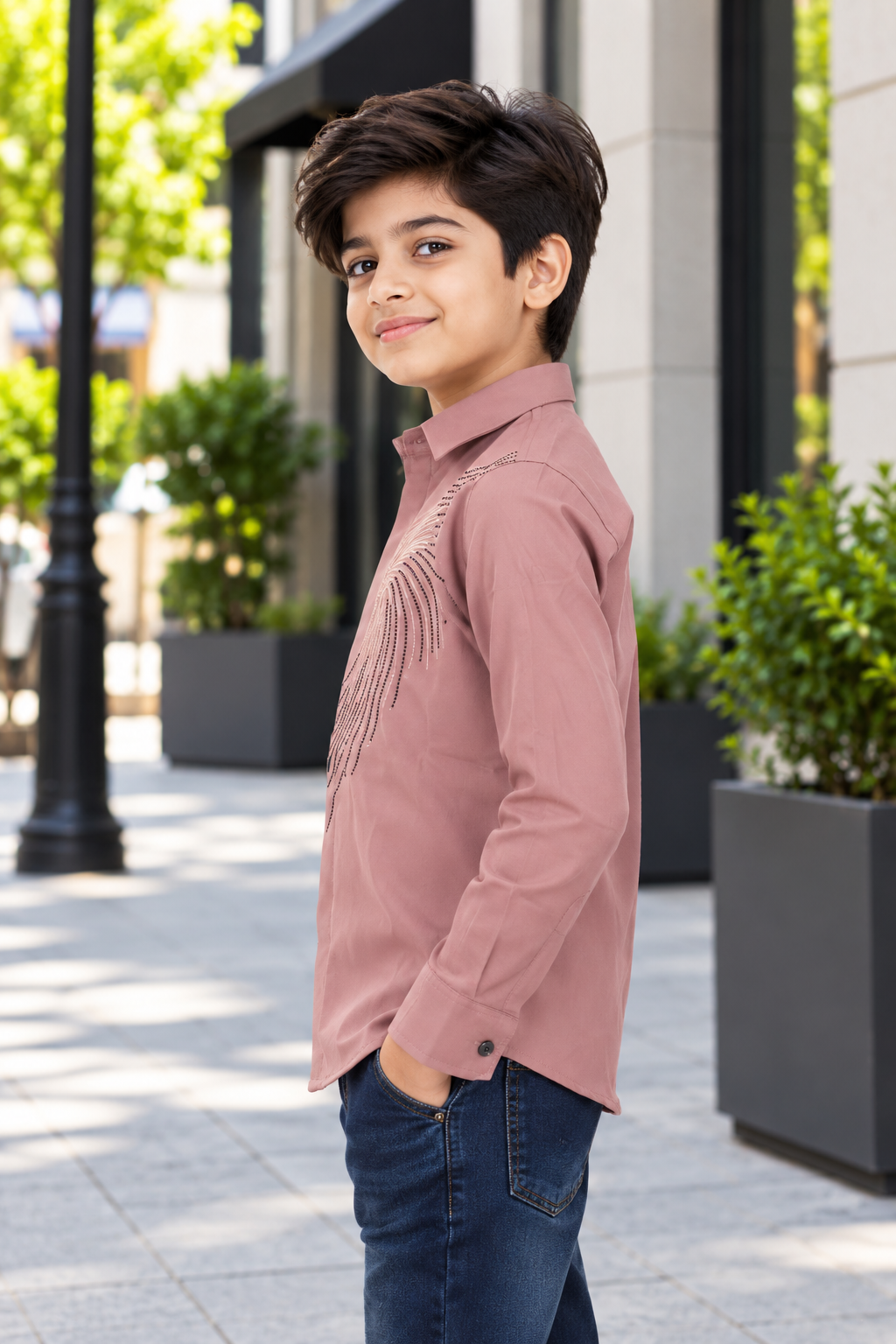 2242EM Boys’ Stylish Pink Printed Full-Sleeve Shirt – Imported Fabric 2242EM-193-PCH - Image 2