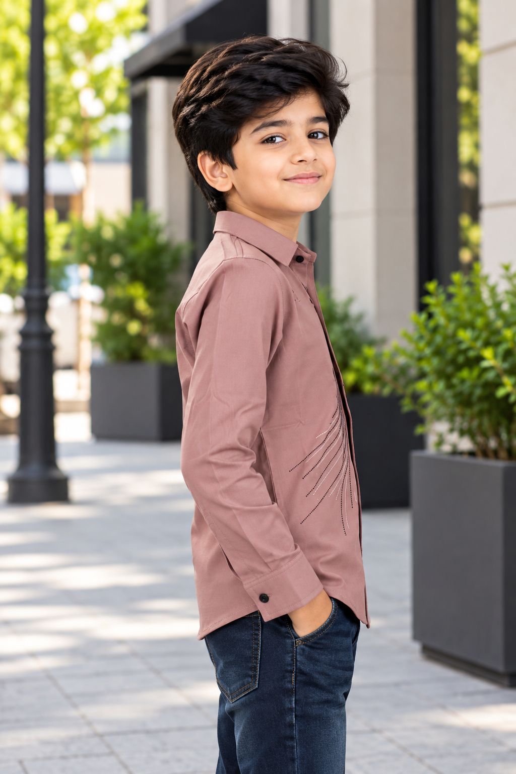2242EM Boys’ Stylish Pink Printed Full-Sleeve Shirt – Imported Fabric 2242EM-193-PCH - Image 3