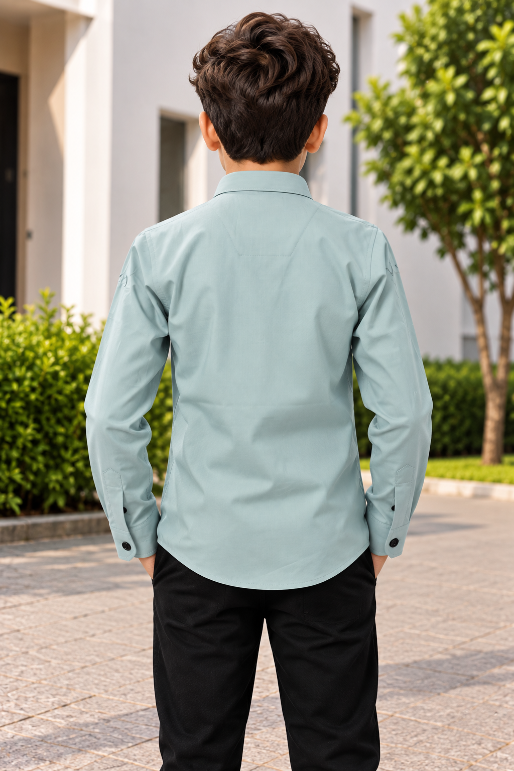 2242EM Boys’ Light Blue Printed Full-Sleeve Shirt – Imported Fabric 2242EM-193-PST - Image 3