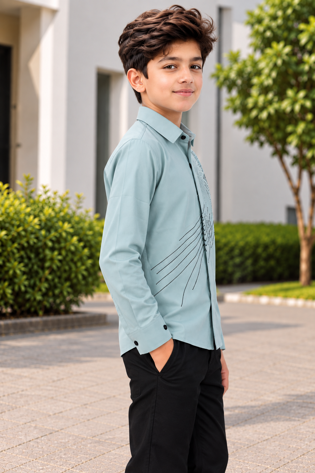 2242EM Boys’ Light Blue Printed Full-Sleeve Shirt – Imported Fabric 2242EM-193-PST - Image 4