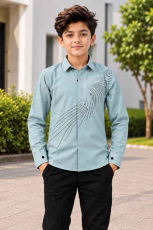 2242EM Boys’ Light Blue Printed Full-Sleeve Shirt – Imported Fabric 2242EM-193-PST