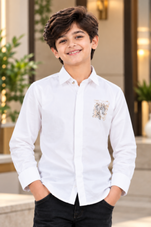 7267EM Boys’ White Printed Full-Sleeve Shirt – Japanese Fabric 7267EM-467-WHT