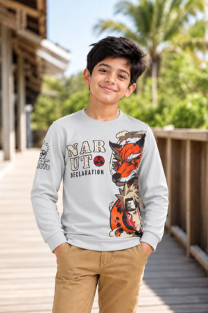 9770PR Boys Premium Hosiery Cotton White Anime Graphic Full-Sleeve T-Shirt 9770PR-62-CRM
