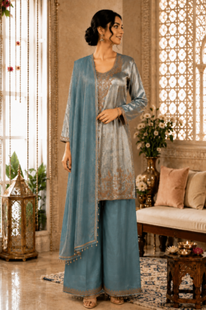 103AEM Viscose Simmer Jacquard Sharara Suit – Elegant Festive Ethnic Wear 103AEM-458-ORG
