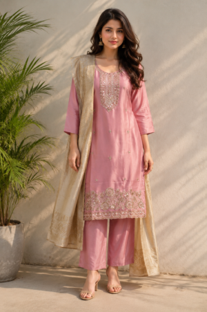 1282YEM Roman Glass Suit – Premium Embroidered Ethnic Wear for Women 1282YEM-454-PNK