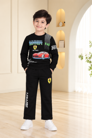 2053PT Boys’ Premium Hosiery Graphic Sweatshirt & Track Pant Set 2053PT -183-BLK