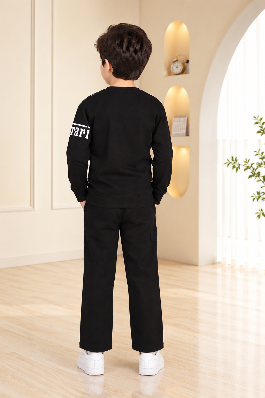 2053PT Boys’ Premium Hosiery Graphic Sweatshirt & Track Pant Set 2053PT -183-BLK - Image 3