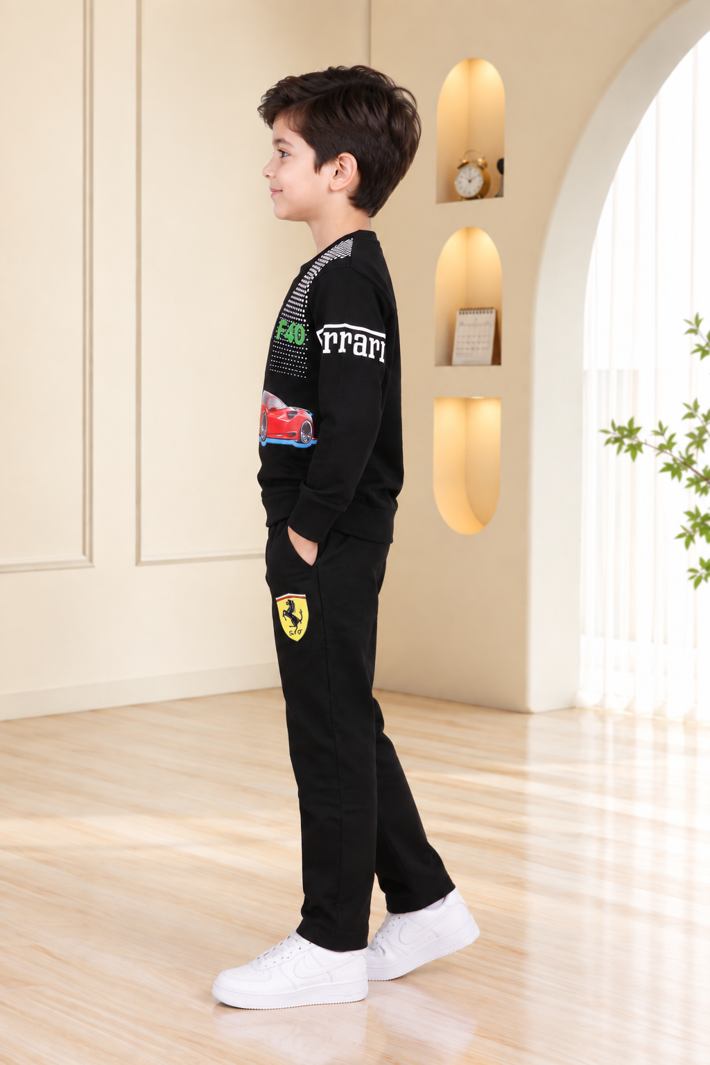 2053PT Boys’ Premium Hosiery Graphic Sweatshirt & Track Pant Set 2053PT -183-BLK - Image 2