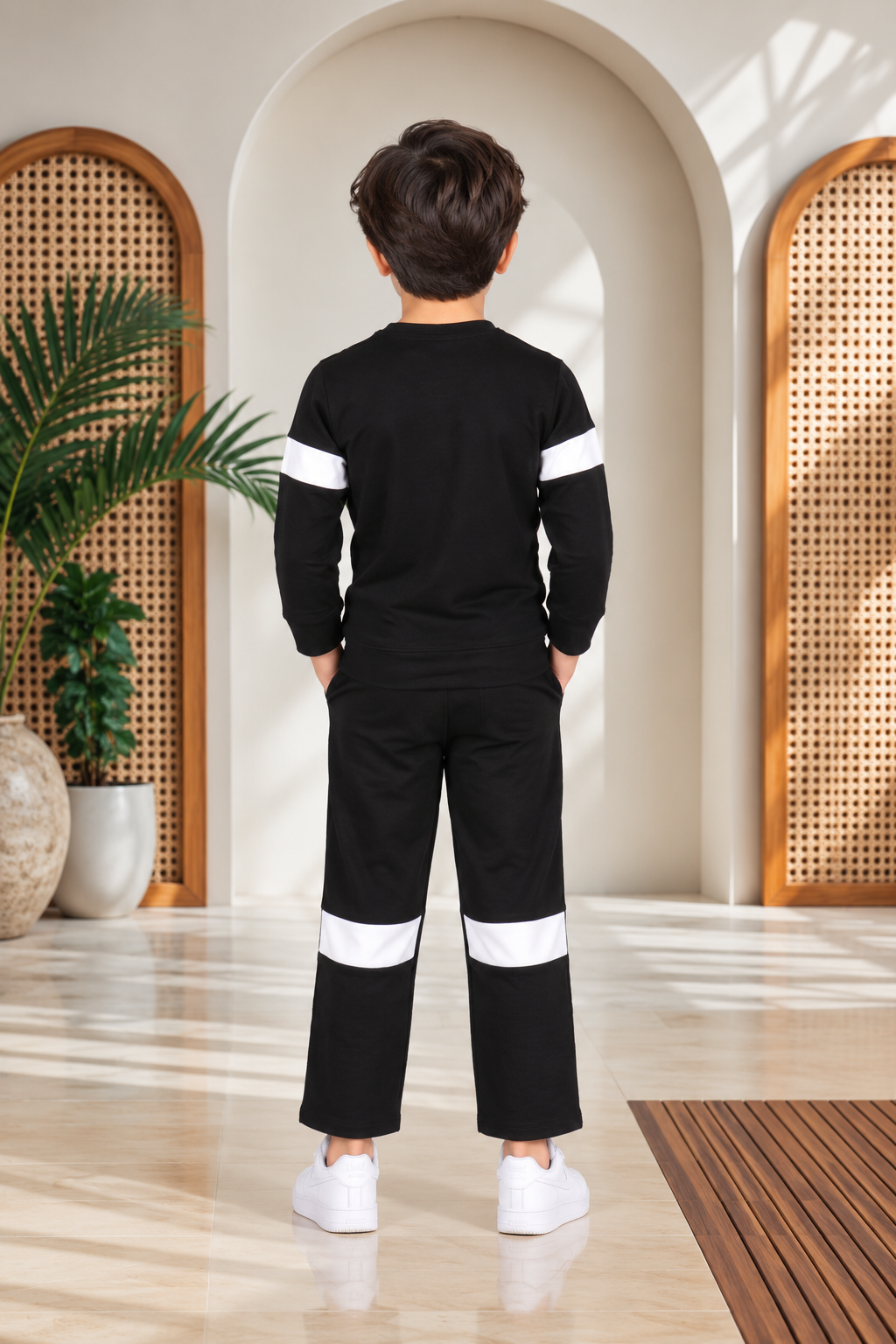 2054PR Boys’ Premium Hosiery Football Graphic Sweatshirt & Track Pant Set 2054PR-183-BLK - Image 2