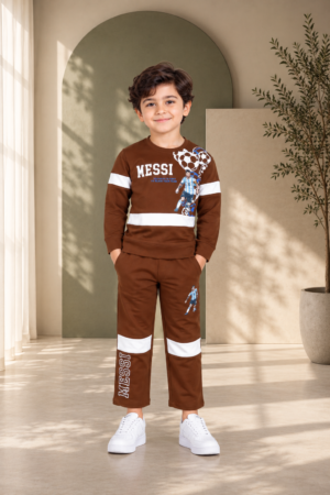 2054PR Boys’ Premium Hosiery Football Graphic Sweatshirt & Track Pant Set 2054PR-183-BWN