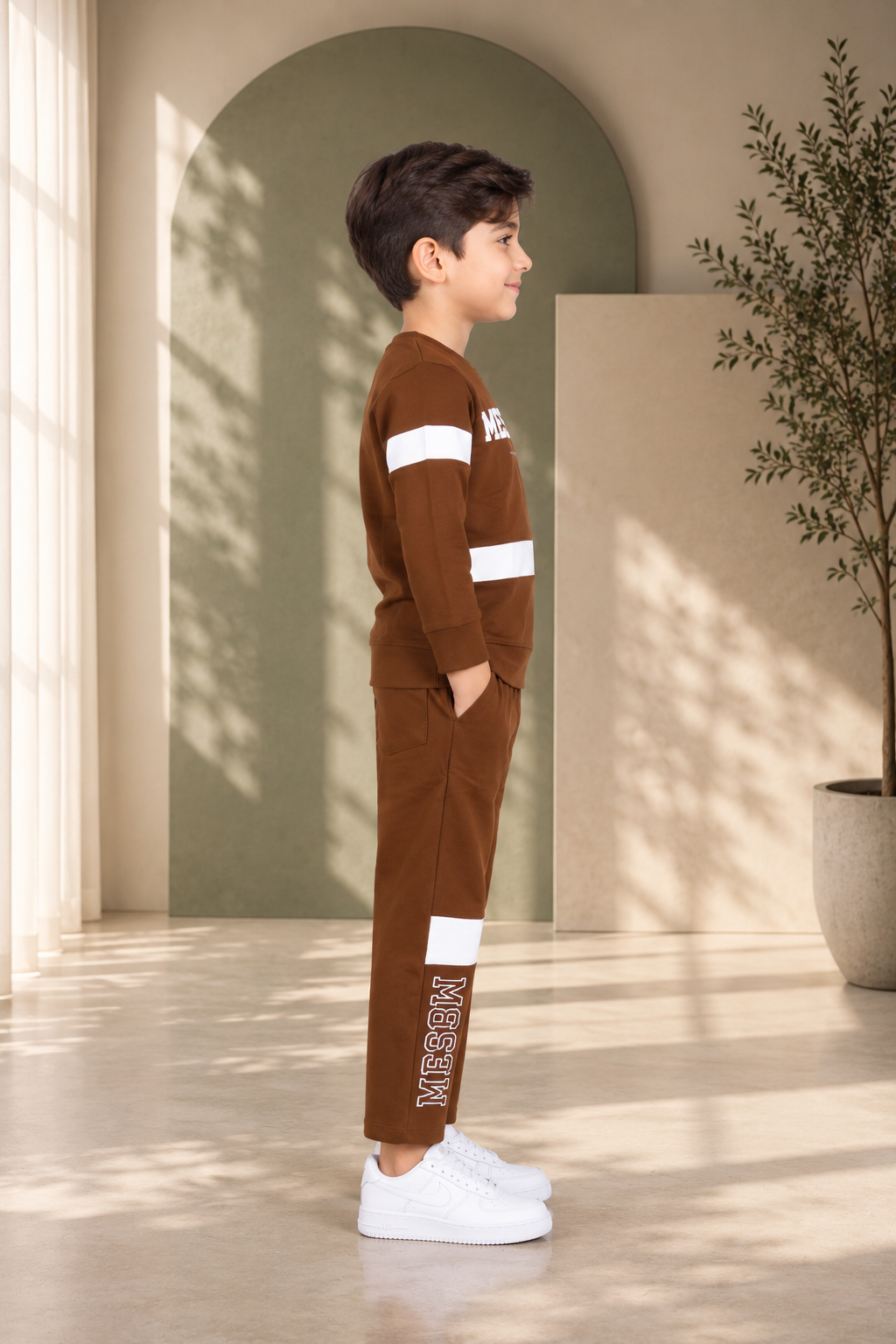 2054PR Boys’ Premium Hosiery Football Graphic Sweatshirt & Track Pant Set 2054PR-183-BWN - Image 4