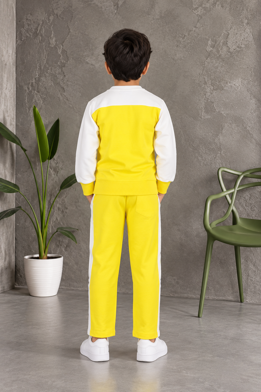 2057PR Boys’ Premium Hosiery Football Graphic Sweatshirt & Track Pant Set 2057PR-183-YLW - Image 3