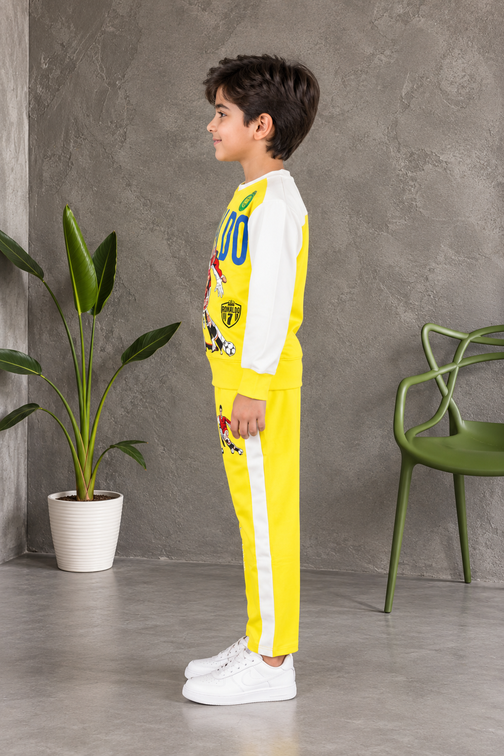 2057PR Boys’ Premium Hosiery Football Graphic Sweatshirt & Track Pant Set 2057PR-183-YLW - Image 2