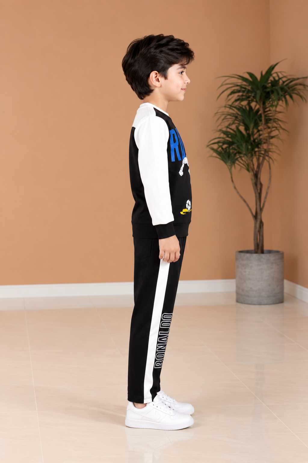 2057PR Boys’ Premium Hosiery Football Graphic Sweatshirt & Track Pant Set 2057PR-183-BLK - Image 3
