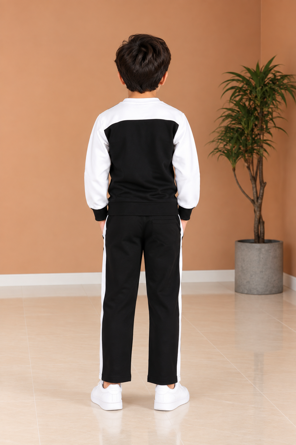 2057PR Boys’ Premium Hosiery Football Graphic Sweatshirt & Track Pant Set 2057PR-183-BLK - Image 2