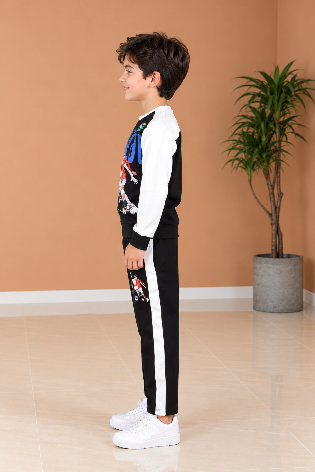 2057PR Boys’ Premium Hosiery Football Graphic Sweatshirt & Track Pant Set 2057PR-183-BLK - Image 4