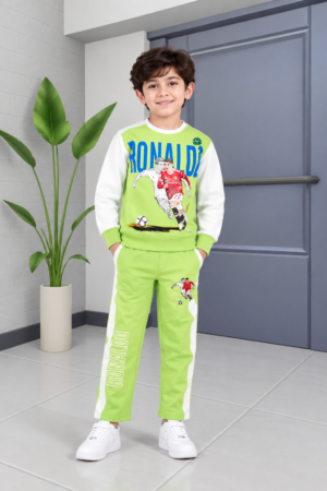 2057PR Boys’ Premium Hosiery Football Graphic Sweatshirt & Track Pant Set 2057PR-183-L GRN