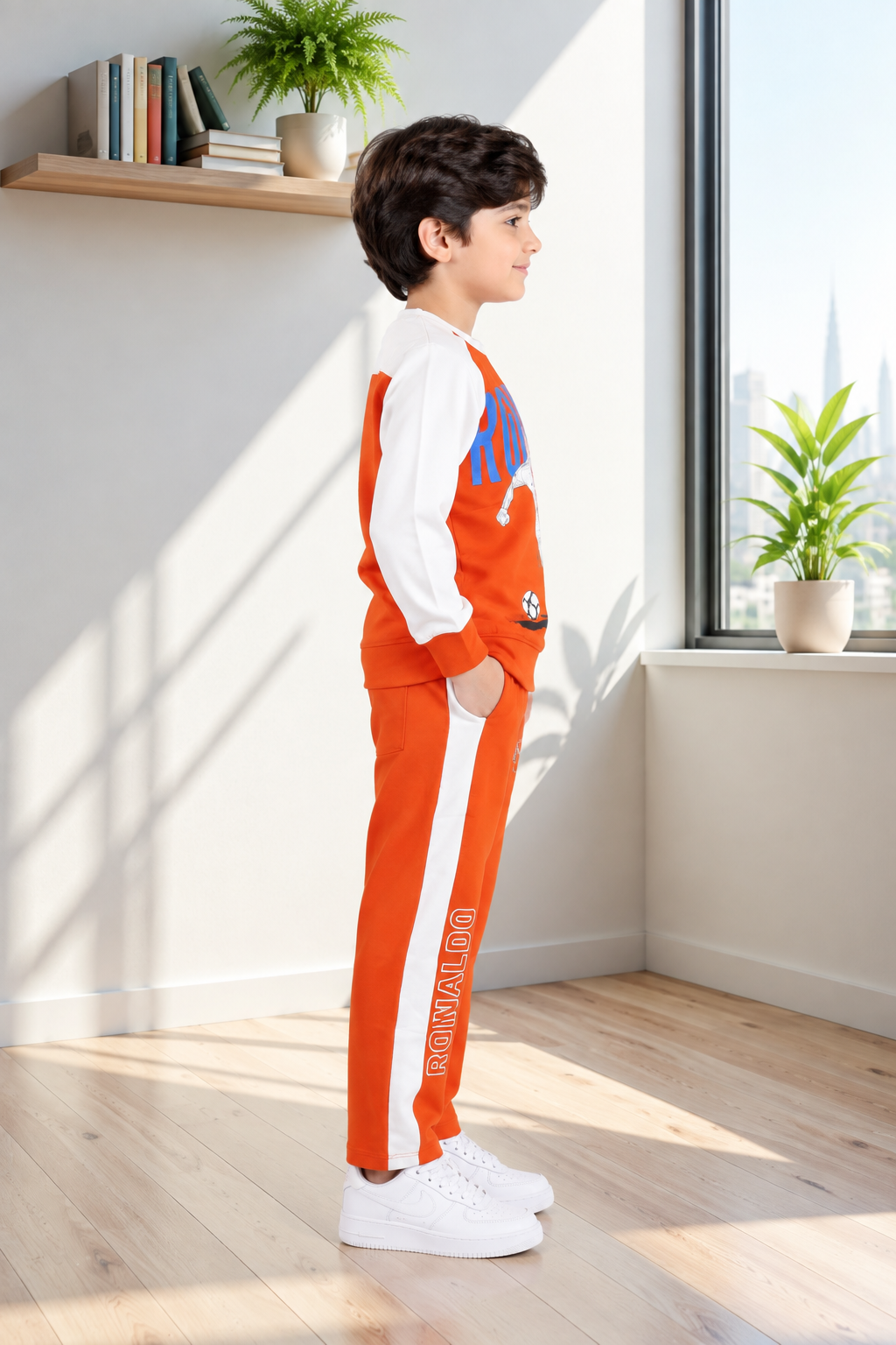 2057PR Boys’ Premium Hosiery Football Graphic Sweatshirt & Track Pant Set 2057PR-183-ORG - Image 4