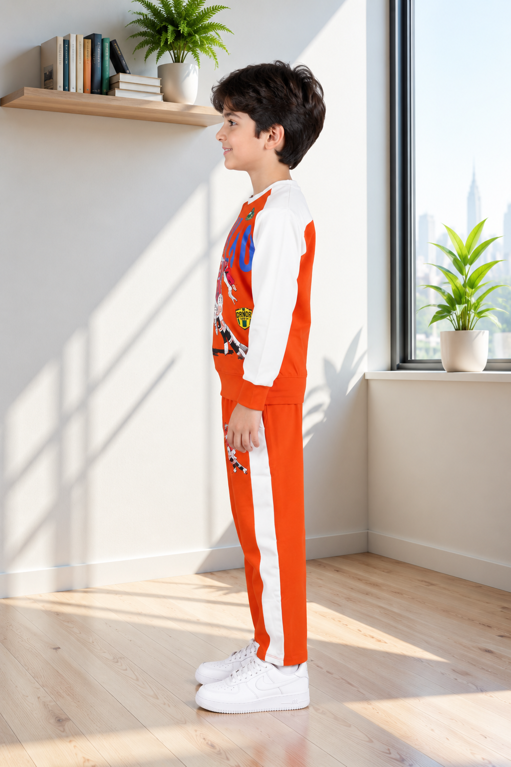 2057PR Boys’ Premium Hosiery Football Graphic Sweatshirt & Track Pant Set 2057PR-183-ORG - Image 2