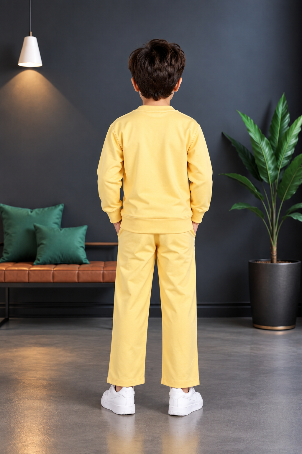 2059PR Boys’ Premium Hosiery Football Graphic Sweatshirt & Track Pant Set 2059PR -183-YLW - Image 3