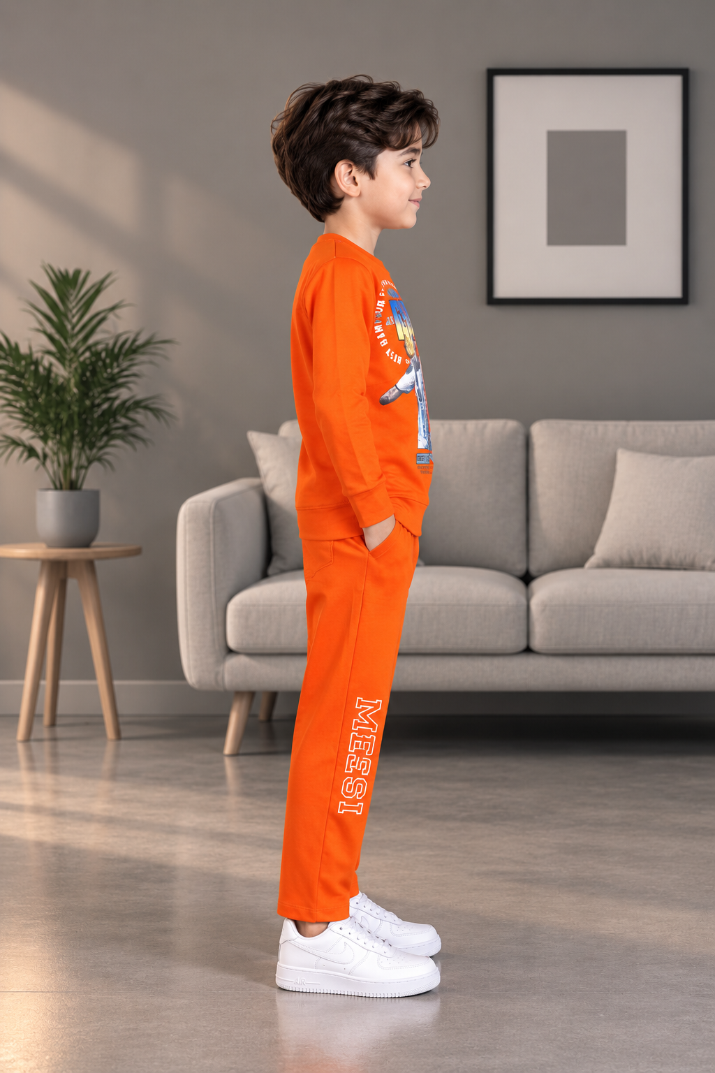 2059PR Boys’ Premium Hosiery Football Graphic Sweatshirt & Track Pant Set 2059PR -183-ORG - Image 4