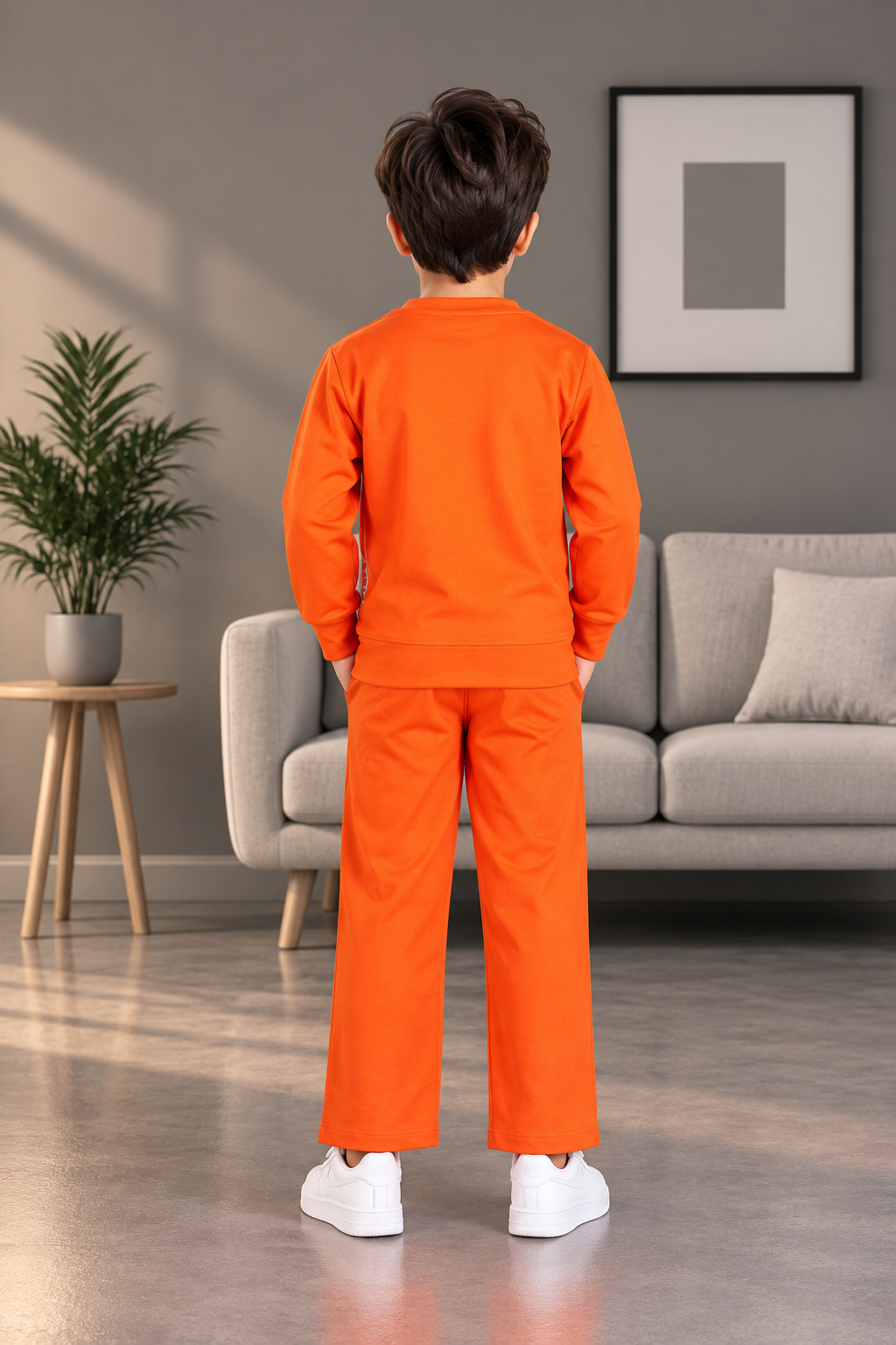 2059PR Boys’ Premium Hosiery Football Graphic Sweatshirt & Track Pant Set 2059PR -183-ORG - Image 3