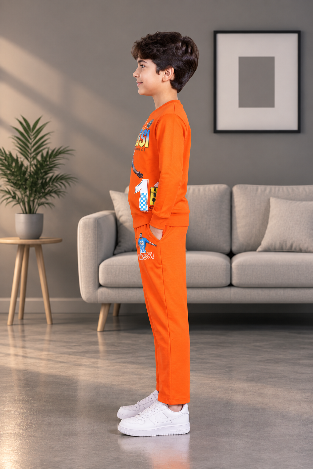 2059PR Boys’ Premium Hosiery Football Graphic Sweatshirt & Track Pant Set 2059PR -183-ORG - Image 2