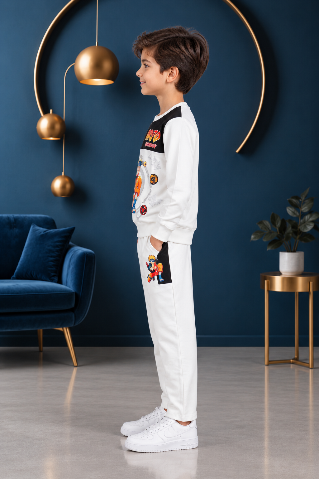 2051PR Boys’ Premium Hosiery Anime Graphic Sweatshirt & Track Pant Set 2051PR-183-BLK - Image 2